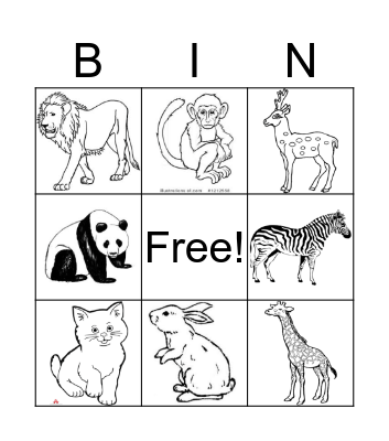 Animals Bingo Card