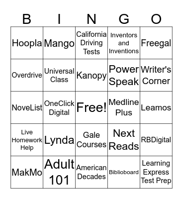 Teen Tech Month Bingo Card
