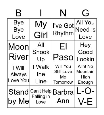 Valentines Day Bingo Card