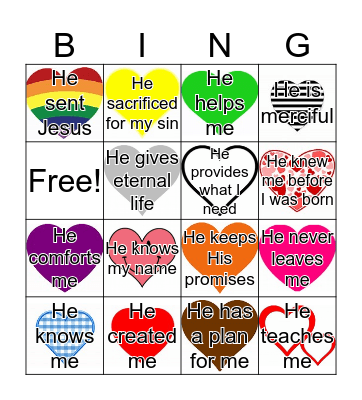 God's  Love Bingo Card
