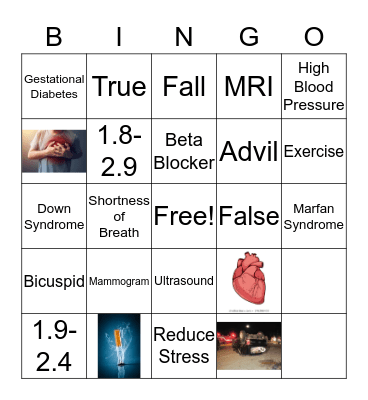 Thoracic Aneurysm Bingo Card