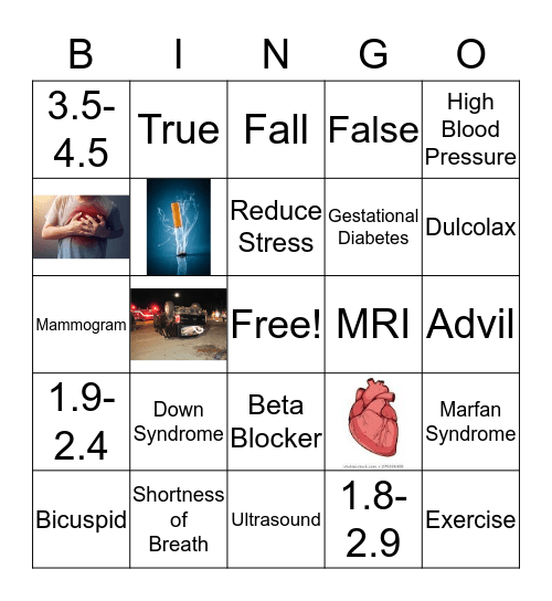 Thoracic Aneurysm Bingo Card