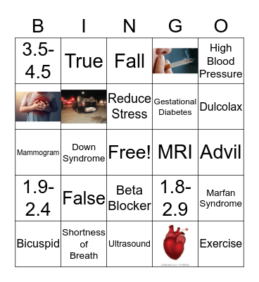 Thoracic Aneurysm Bingo Card