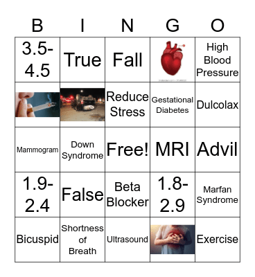 Thoracic Aneurysm Bingo Card