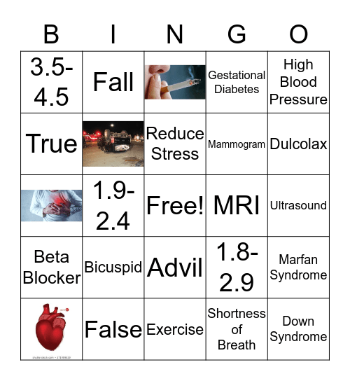 Thoracic Aneurysm Bingo Card