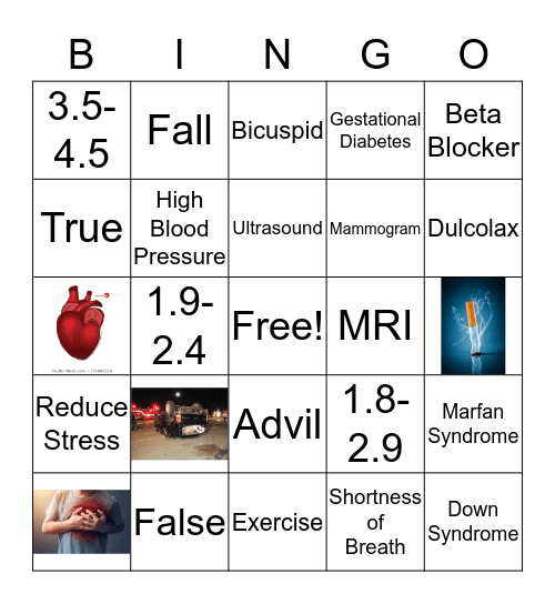 Thoracic Aneurysm Bingo Card