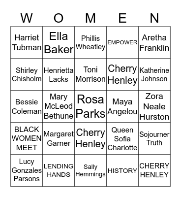 BLACK WOMEN OF HISTORY Bingo Card