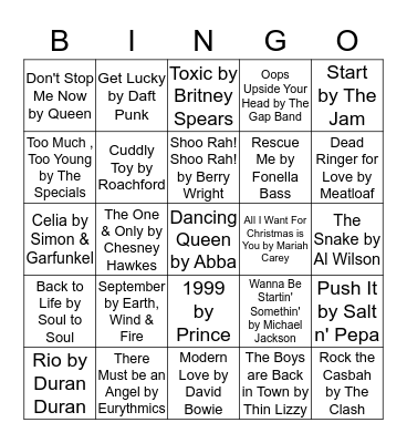 MUSICAL Bingo Card