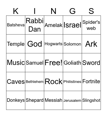 Israelite Kings Bingo Card