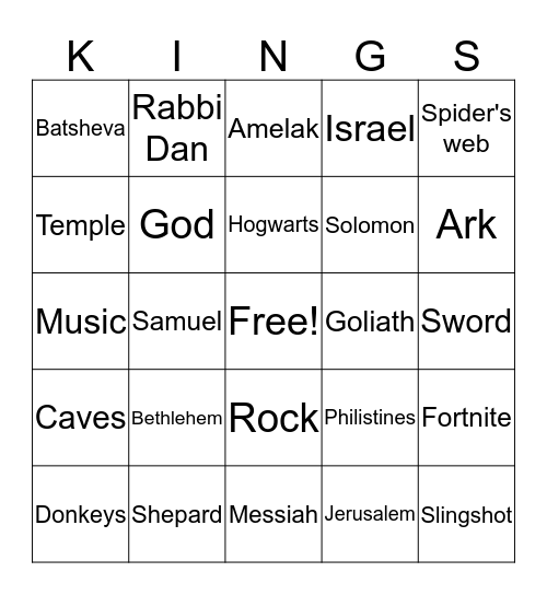 Israelite Kings Bingo Card