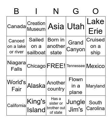 GEOGRAPHY Bingo Card