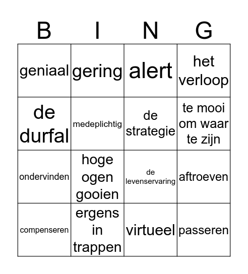 Woordenschay 3BK H 4.3 Bingo Card