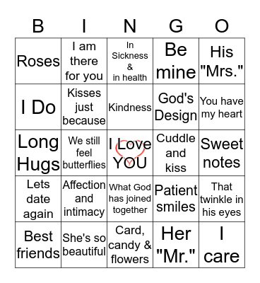 LOVE Bingo Card