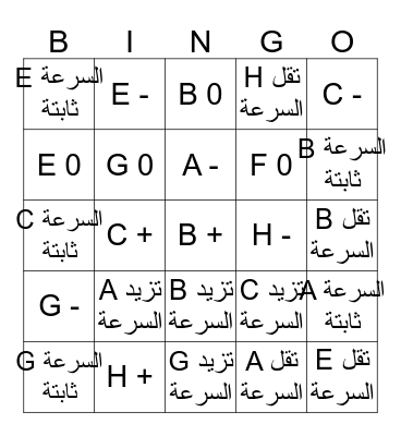 التسارع Bingo Card