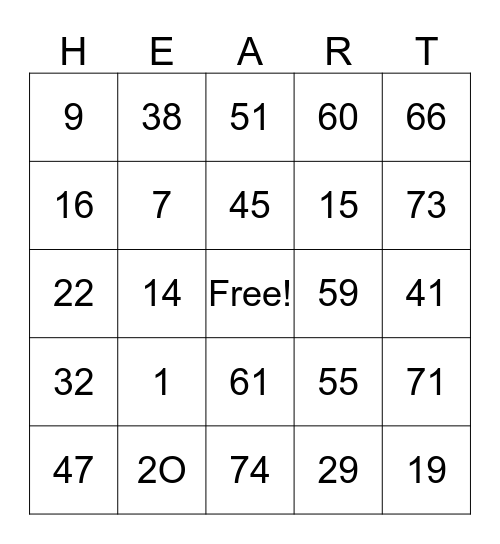 HAPPY VALENTINES! Bingo Card