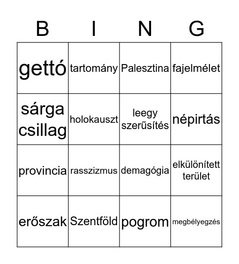 Párosítandó kártyák Bingo Card