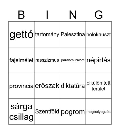 Párosítandó kártyák Bingo Card