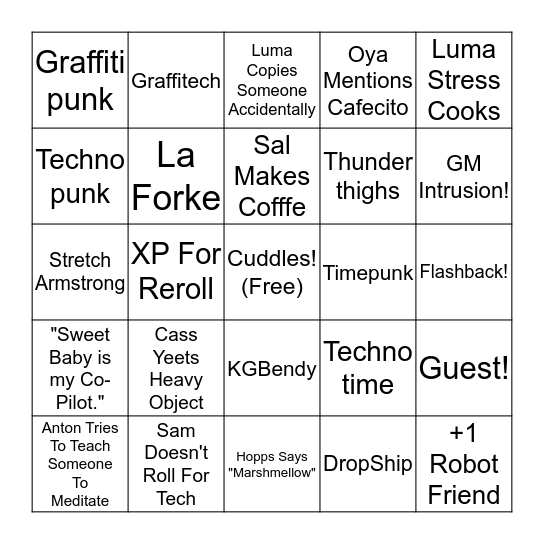 C6 Bingo Card