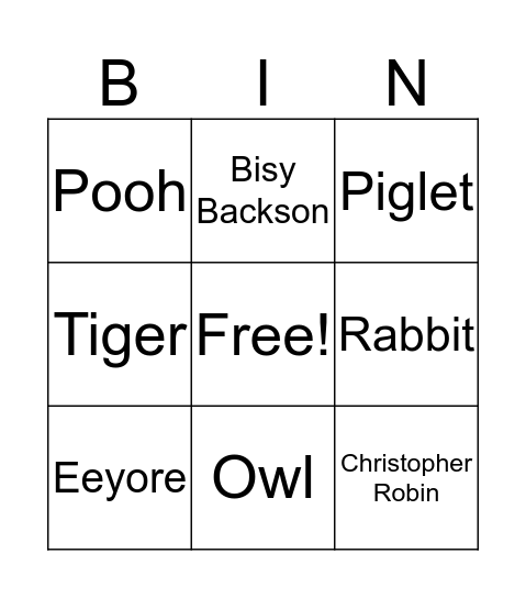 The Tao of Pooh: Who Said What Bingo Card