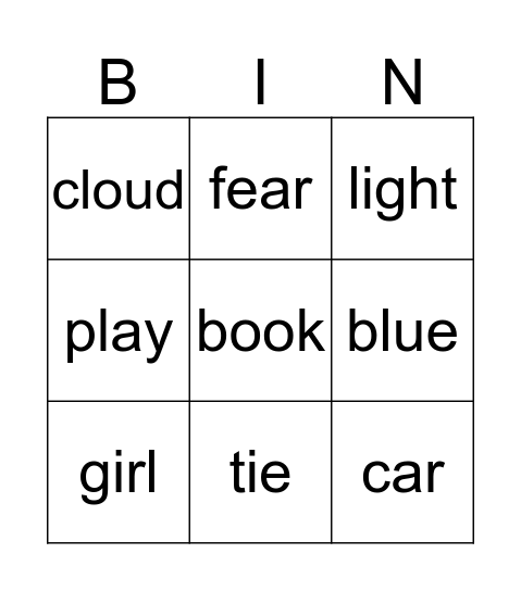 Phonics bingo Card