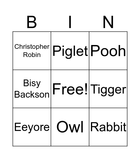 Tao of Pooh: Who Said That Bingo Card