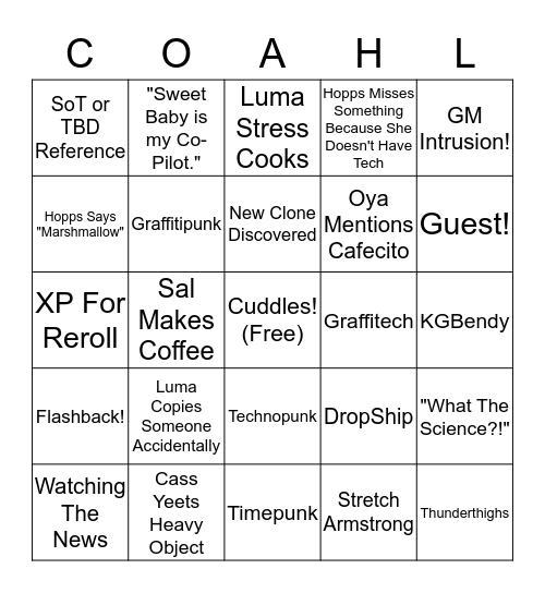 C6 Bingo Card