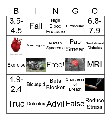 Aortic Aneurysm Bingo Card