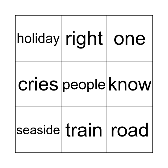 The Red Man and Green Man Bingo Card