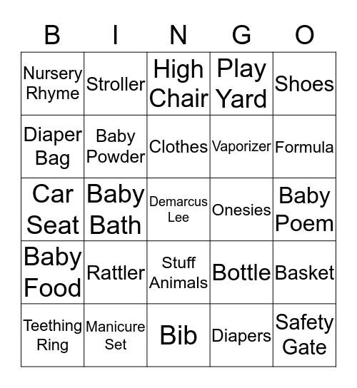 Miranda & Lee Baby Bingo Card