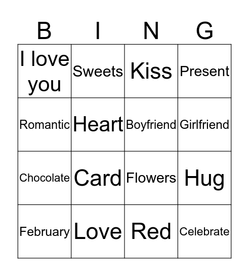 Valentine's Day Bingo Card