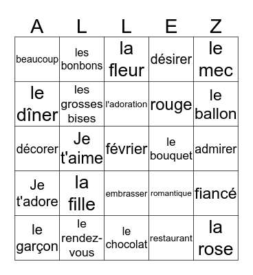 St. Valentin Bingo Card