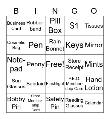 Purse Bingo Card