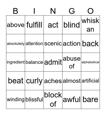 Collocations and expressions Bingo Card