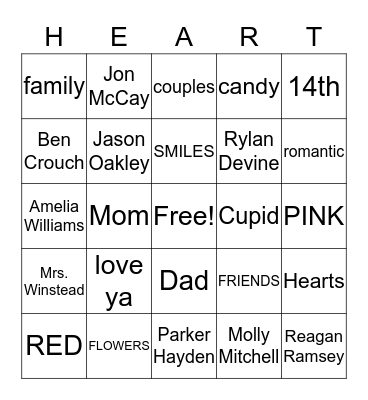 Valentine's Day Bingo Card