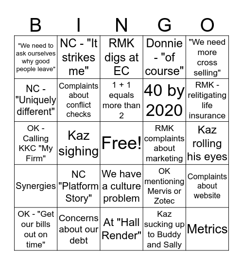 Retreat Bingo Card