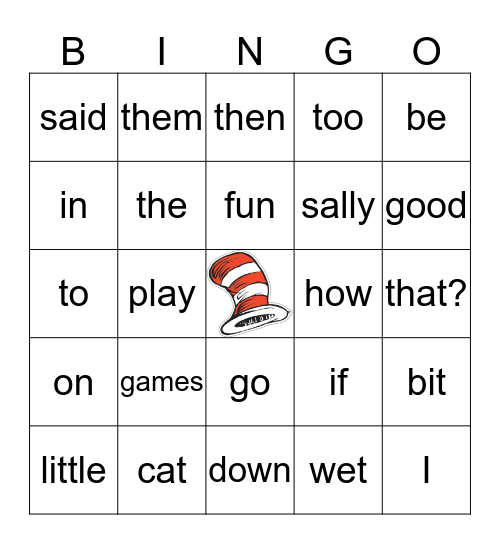 BOOK Cat in the Hat Bingo Card