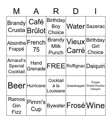 30's B-day Party NOLA! Bingo Card