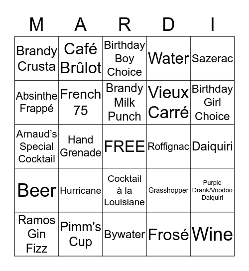 30's B-day Party NOLA! Bingo Card