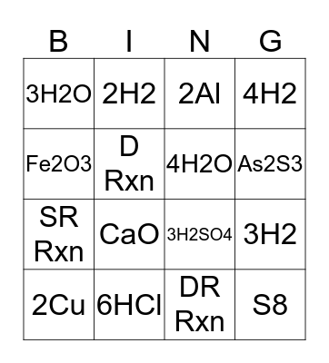 Reactions BINGO! Bingo Card