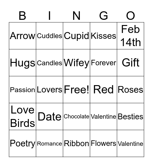 Valentine's Day Bingo! Bingo Card