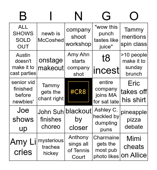 Crazy Rich 8sians Bingo Card