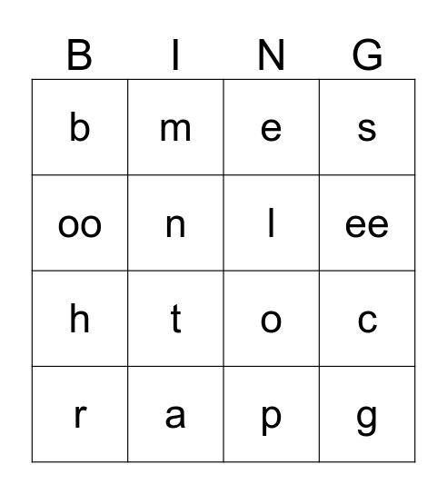 Alphabet  Bingo Card