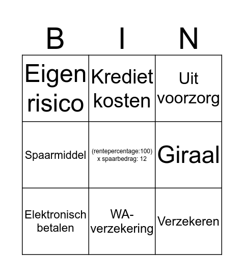 Bingo hoofdstuk 3 Bingo Card