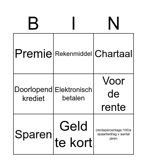Bingo hoofdstuk 3 Bingo Card