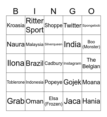 Riana Bingo Card