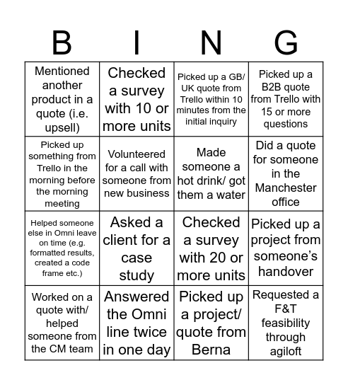 OmniBingo! Bingo Card