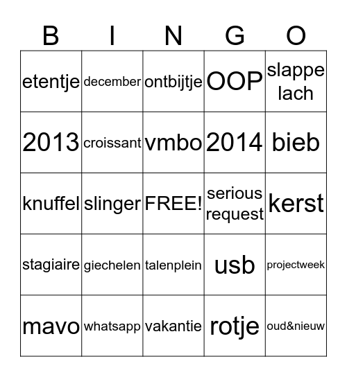 Broekland Bingo Card