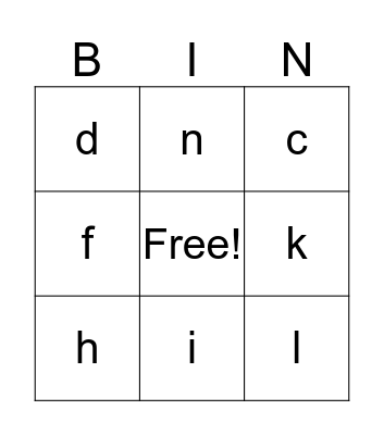 Alphabet Bingo Card