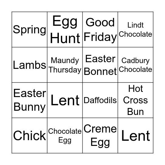 Easter & Spring Bingo  Bingo Card