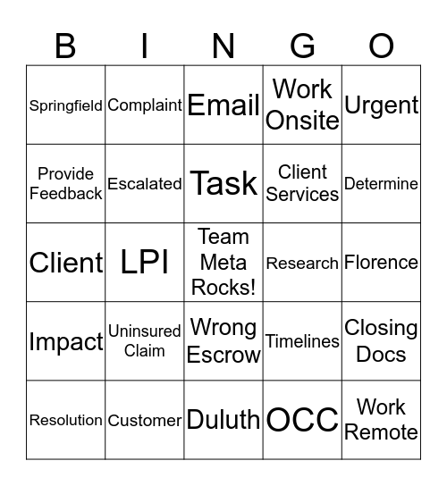 Spend a Day with Research Team Bingo Card